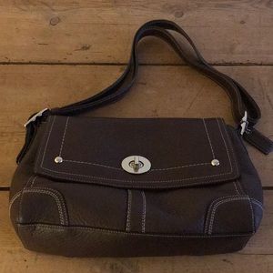 Coach brown, pebbled leather purse